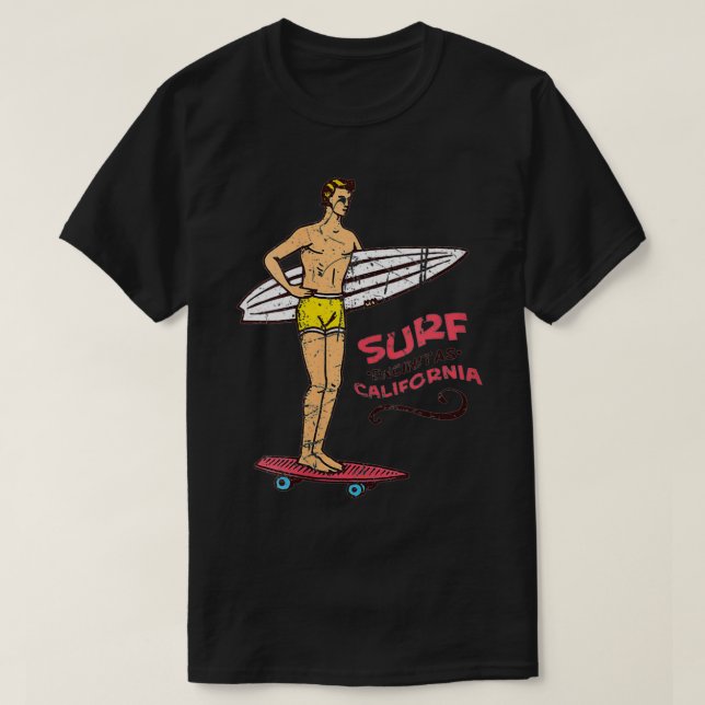 Encinitas Surf Vintag Retro Surfboard 60er T-Shirt (Design vorne)
