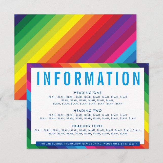 ENCLOSURE DETAILS Fantastische Regenbogenstreifen RSVP Karte (Vorne/Hinten)