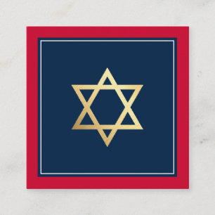 ENCLOSURE einfügen Bar Mitzvah Logo QR Code Rote M Quadratische Visitenkarte