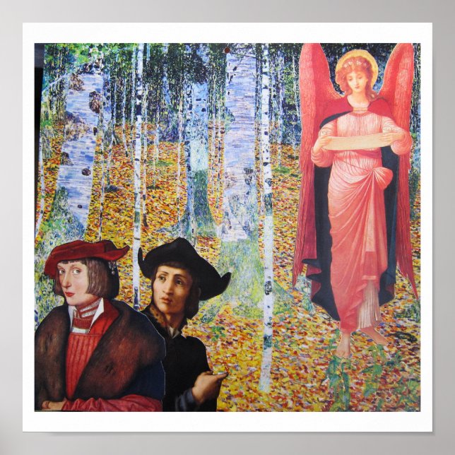 Encounter in the Woods - collage art Poster (Vorne)