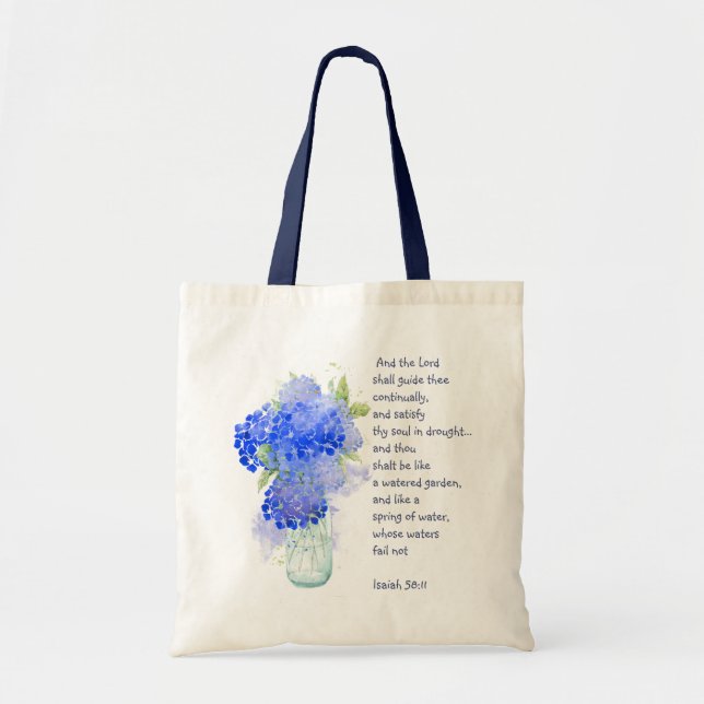 Encourage Scripture Isaiah Blue Garden Flower Tragetasche (Vorne)