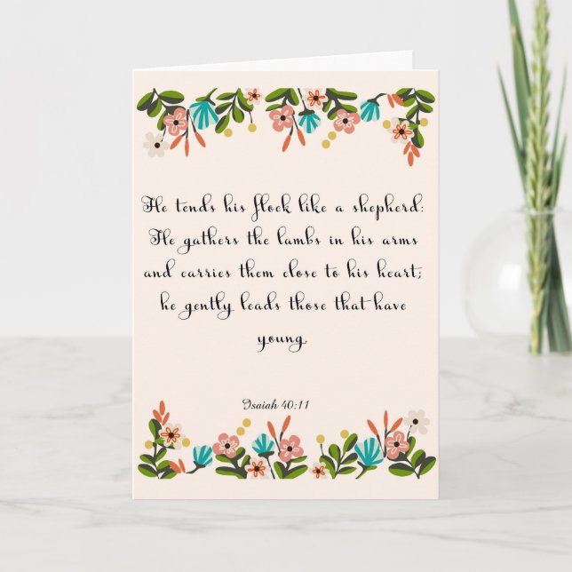 Encouraging Bible Verses Art - Isaiah 40:11 Karte (Vorderseite)