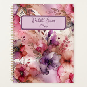 Encre d'alcool florale rose et violet personnalisé