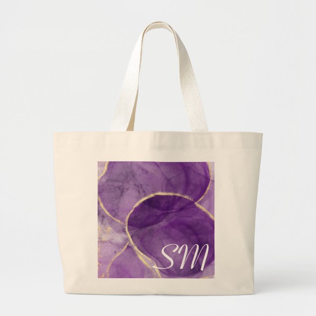 Encre d'alcool violet avec Sac fourre-tout d'or (Devant)