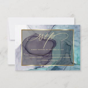 Encre de marbre Turquoise violet RSVP élégant