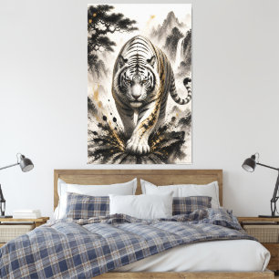 Encre éclaboussée sur toile Art du Tigre Blanc Sum