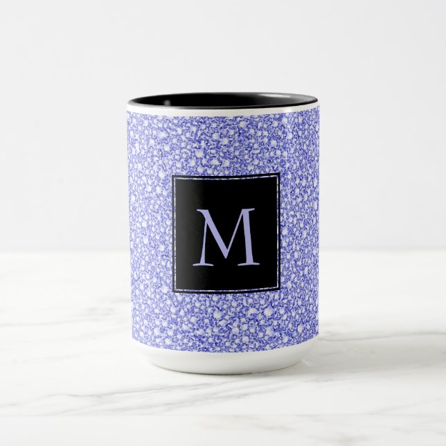 Encrusted Blue Diamonds Look Glitzer Patter Tasse (Zentrum)