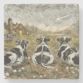 End of Day Cows Whimsical Farmhouse Cow Vintage Steinuntersetzer