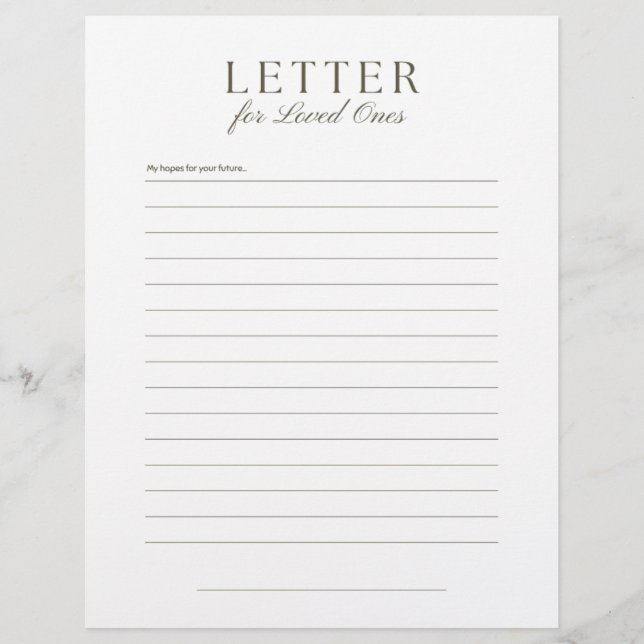 End-of-Life Letter to Loved Ones Briefbogen (Vorderseite)