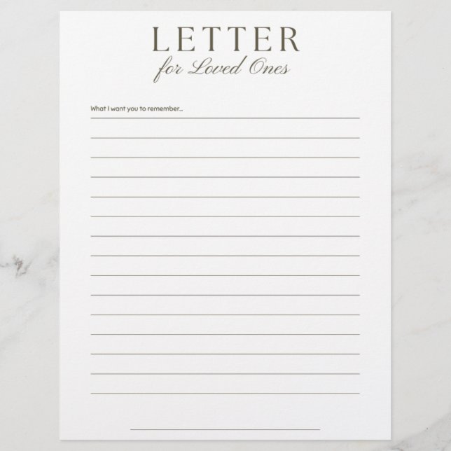 End-of-Life Letter to Loved Ones Briefbogen (Vorderseite)