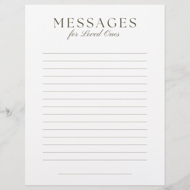 End-of-Life Letter to Loved Ones Briefbogen (Vorderseite)