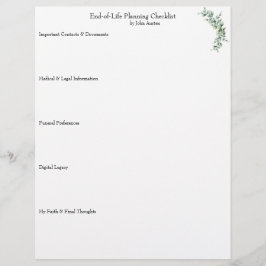 End-of-Life Planning Checklist Briefbogen