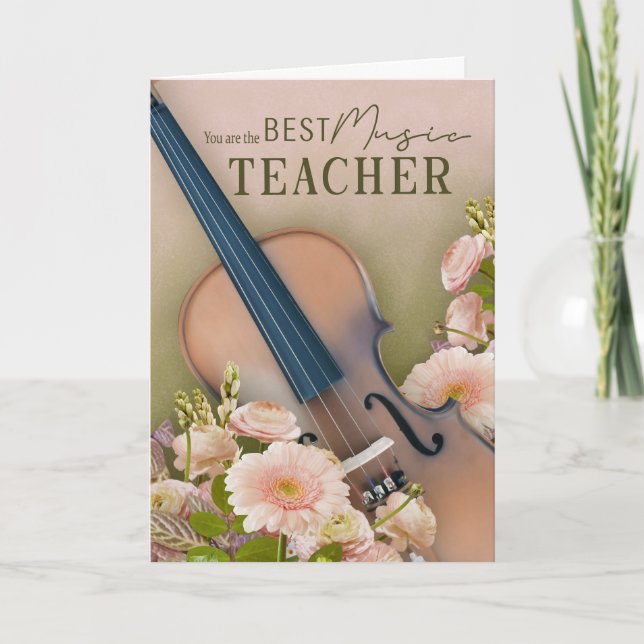 End-Of-Year Thank You Violin Music Teacher Card Karte (Vorderseite)