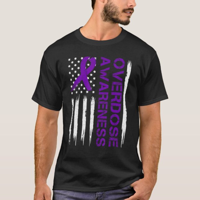 End Overdose Pruple Ribbon Opioid Overdose Awarene T-Shirt (Vorderseite)