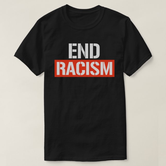 End Racism Classic Round Sticker T-Shirt (Design vorne)