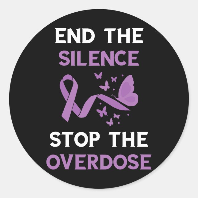 End The Silence Purple Ribbon Overdose Awareness M Runder Aufkleber (Vorderseite)