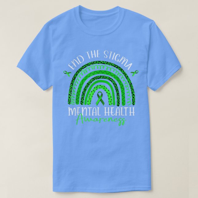 End The Stigma Mental Health Awareness Rainbow Rib T-Shirt (Design vorne)