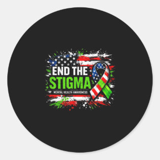 End the stigma mental health awareness usa flag runder aufkleber