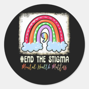 End The Stigma Rainbow Boho Mental Health Runder Aufkleber