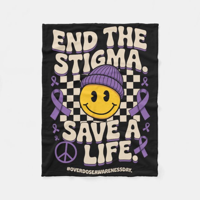 End The Stigma Save A Life Groovy Overdose Awarene Fleecedecke (Vorderseite)