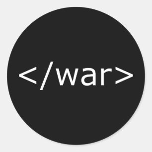 End War HTML - Schwarz & Weiß Runder Aufkleber