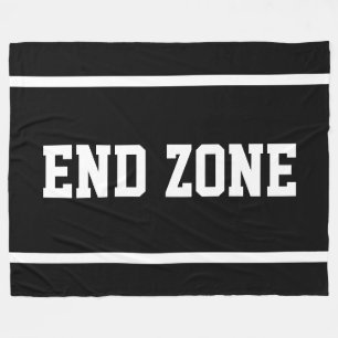 END ZONE Athletic Fett Schwarz Weiß Text Streifen Fleecedecke