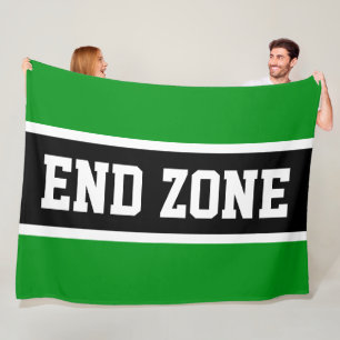 END ZONE Fett Gridiron Grün Schwarz Weiß Streifen Fleecedecke