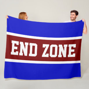 END ZONE Fett Königlich Blau Tiefrot Weiße Streife Fleecedecke