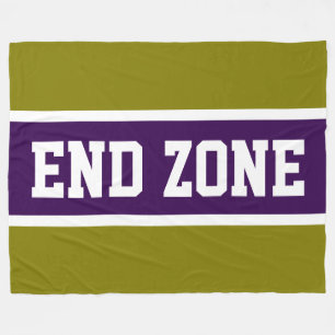 END ZONE Golden Olive Tiefviolett Weiß gestreift Fleecedecke