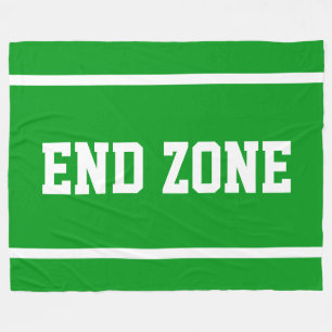 END ZONE Helle Grüne Sportliche Weiße Textstreifen Fleecedecke