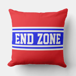 END ZONE Hellrot Weiß Blau Racing Streifen Kissen