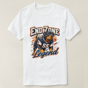 End Zone Legend Rottweiler Football T-Shirt