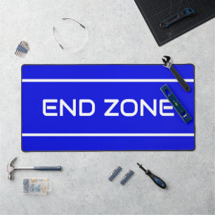 END ZONE Moderne weiße Textstreifen auf königsblau Schreibtischunterlage