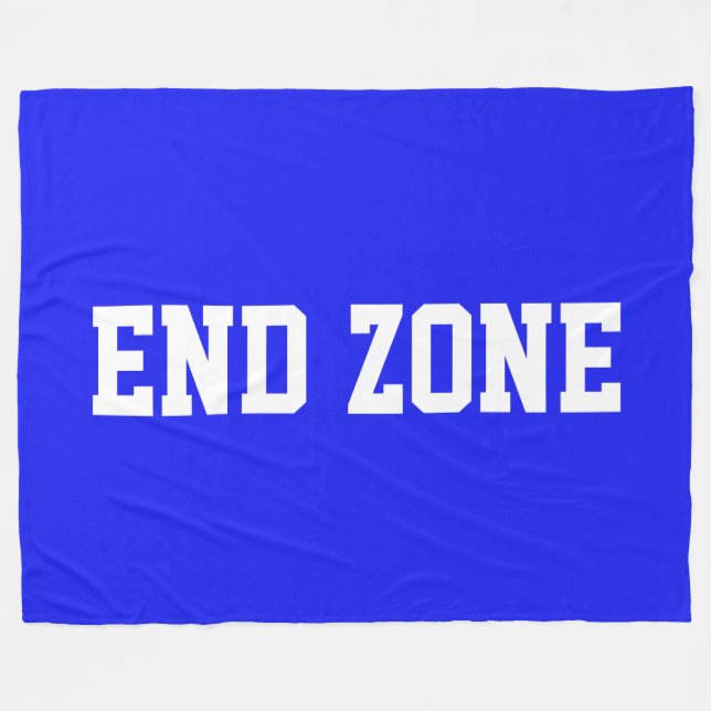 END ZONE Weißer Retro-Text auf königsblau Fleecedecke (Vorderseite (Horizontal))