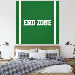 END ZONE Weißer Text Kantengestreift Auf Gridiron Leinwanddruck