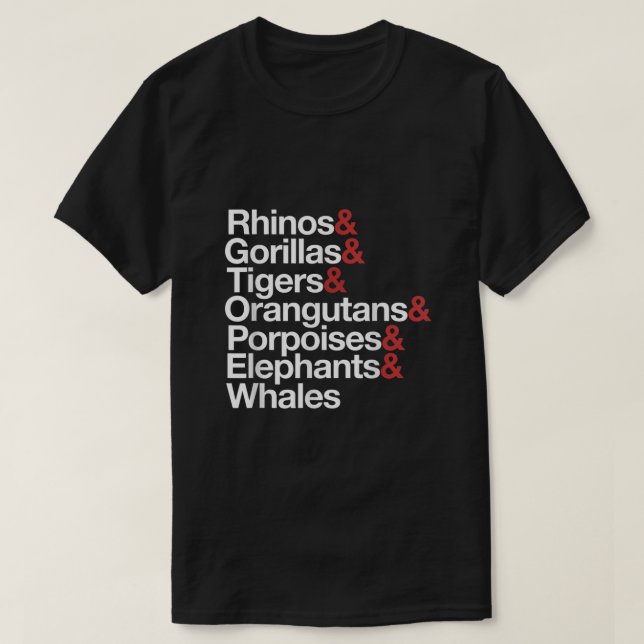 Endangered List of Animals Species Awareness  T-Shirt (Design vorne)