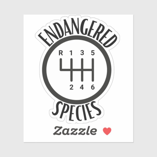 Endangered Species Stick Shift Bumper Sticker (Blatt)