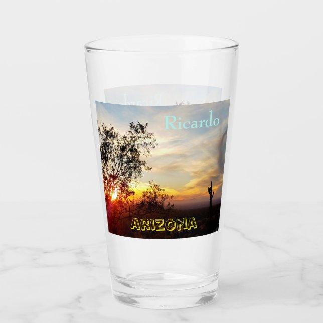 Ende Abend Arizona Wüstenlandschaft / Saguaro Kakt Glas (Vorderseite)