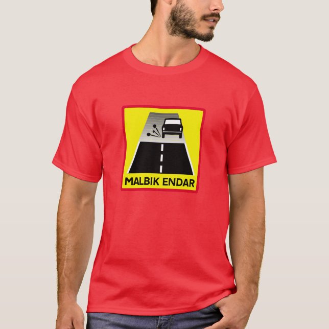 Ende der geteerten Straße, Verkehrszeichen, Island T-Shirt (Vorderseite)