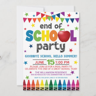 Ende der Party Einladung der Schule, Sommer Abschl