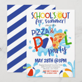 Ende der Schule Pizza & Pool-Party Einladung