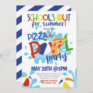 Ende der Schule Pizza & Pool-Party Einladung