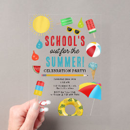 Ende der Schule Spaß Kinder Sommer Pool Party Acryleinladungen