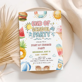 Ende der Schule und Beginn der Sommerparty Einladung