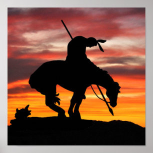 Ende der Silhouette mit Sonnenuntergang Poster