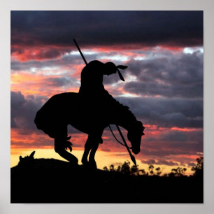 Ende der Silhouette mit Sonnenuntergang Poster