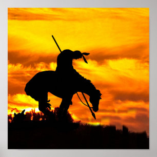 Ende der Silhouette mit Sonnenuntergang Poster