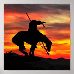 Ende der Silhouette mit Sonnenuntergang Poster