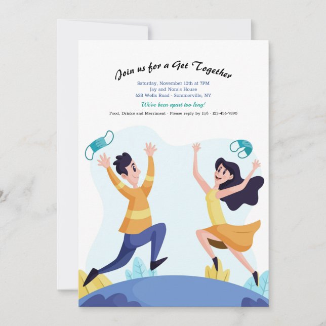 Ende der sozialen Distanz zusammenbrechen Einladung (Vorderseite)