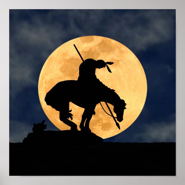 Ende der Trail-Silhouette mit Vollmond Poster (Vorne)
